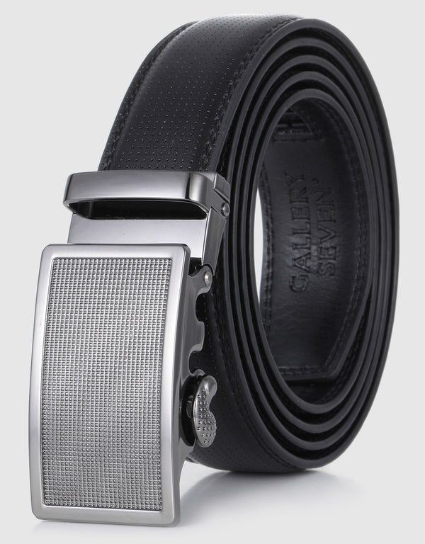 Men's Beveled Plaque Leather Ratchet Belt